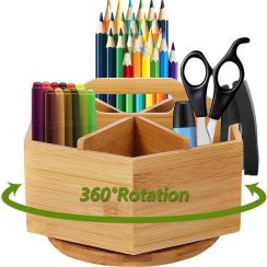 6Pcs Bamboo Wooden Pencil Table Organizer